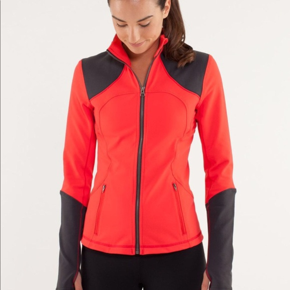 Lululemon Define Form Coral Red and Grey Jacket